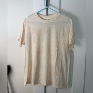 lululemon athletica cream/pale yellow/pink Short Sleeve shirt